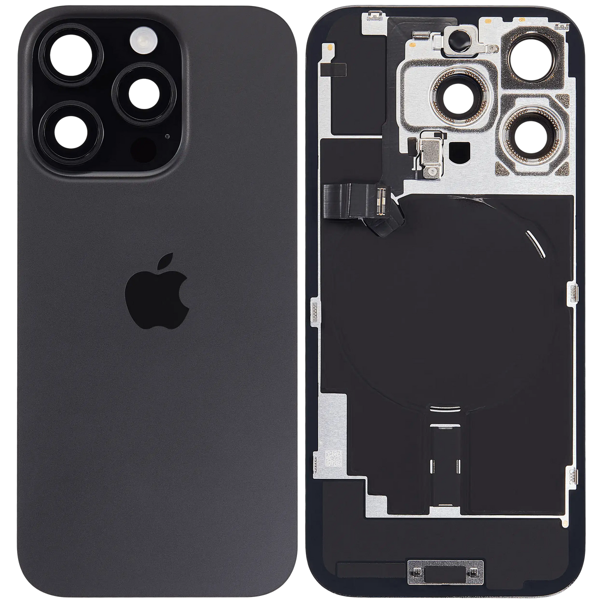 Back Glass W/ Mag Safe Magnet & Nfc & Flashlight Flex For I Phone 16 Pro (Service Pack) (Black Titanium)