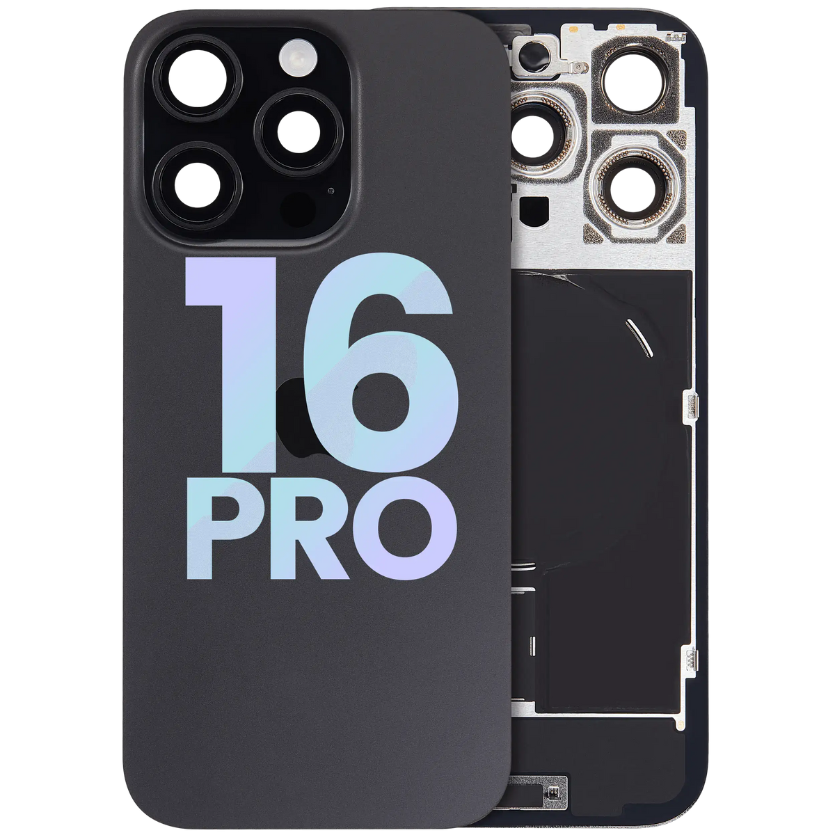 Back Glass W/ Mag Safe Magnet & Nfc & Flashlight Flex For I Phone 16 Pro (Service Pack) (Black Titanium)