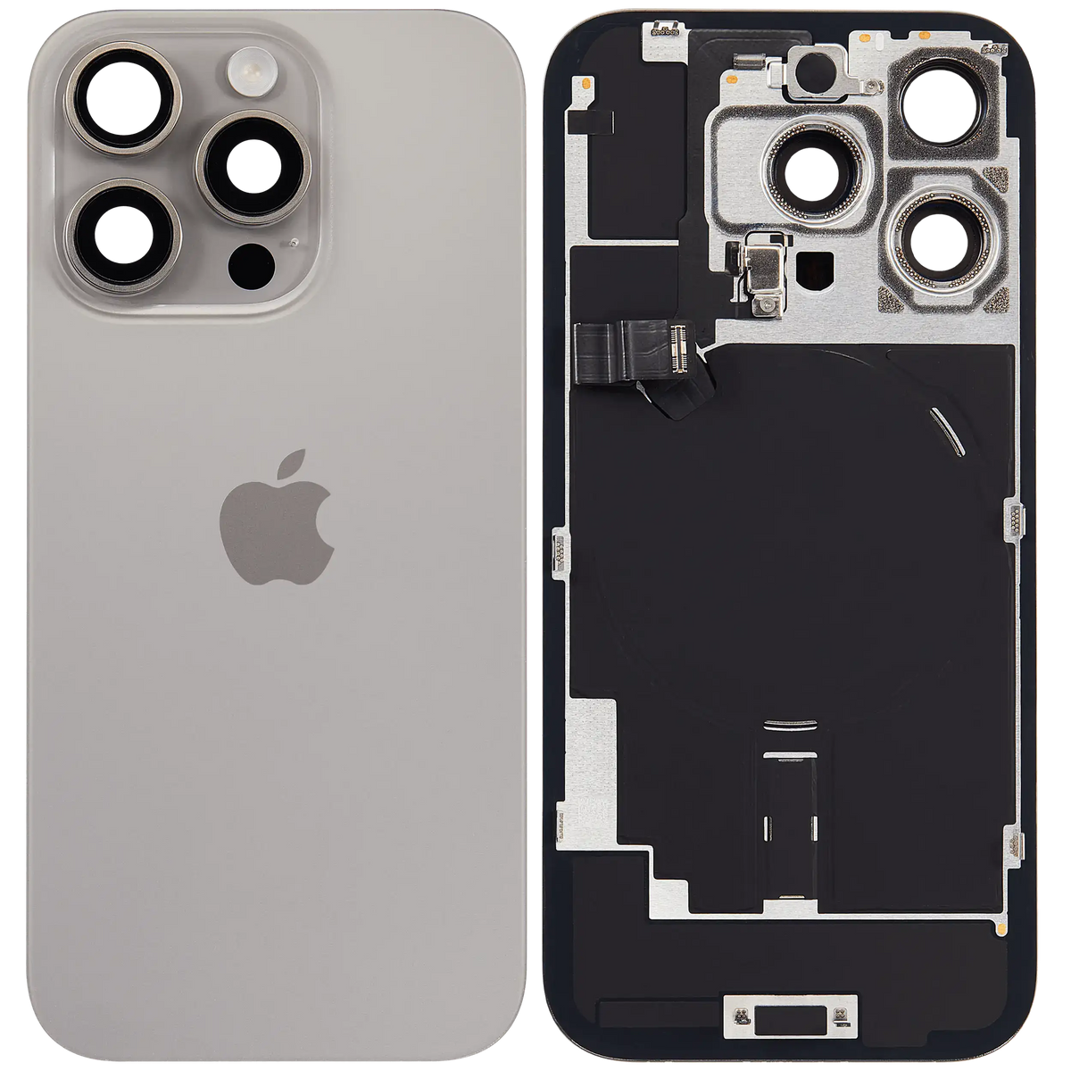 Back Glass W/ Mag Safe Magnet & Nfc & Flashlight Flex For I Phone 16 Pro (Service Pack) (Natural Titanium)