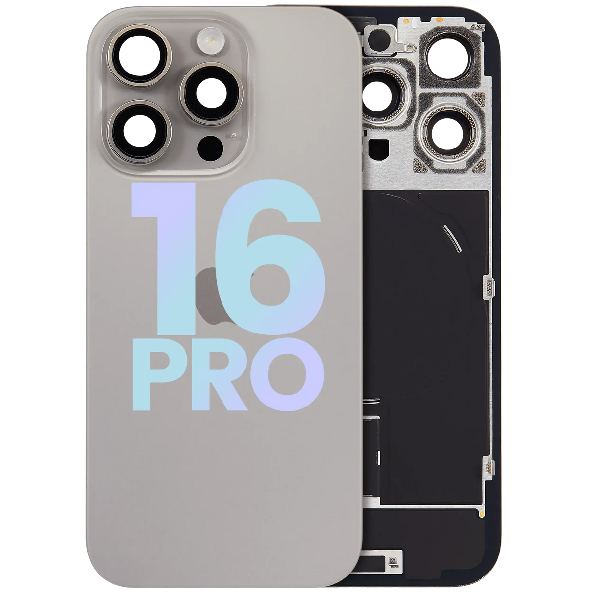 Back Glass W/ Mag Safe Magnet & Nfc & Flashlight Flex For I Phone 16 Pro (Service Pack) (Natural Titanium)