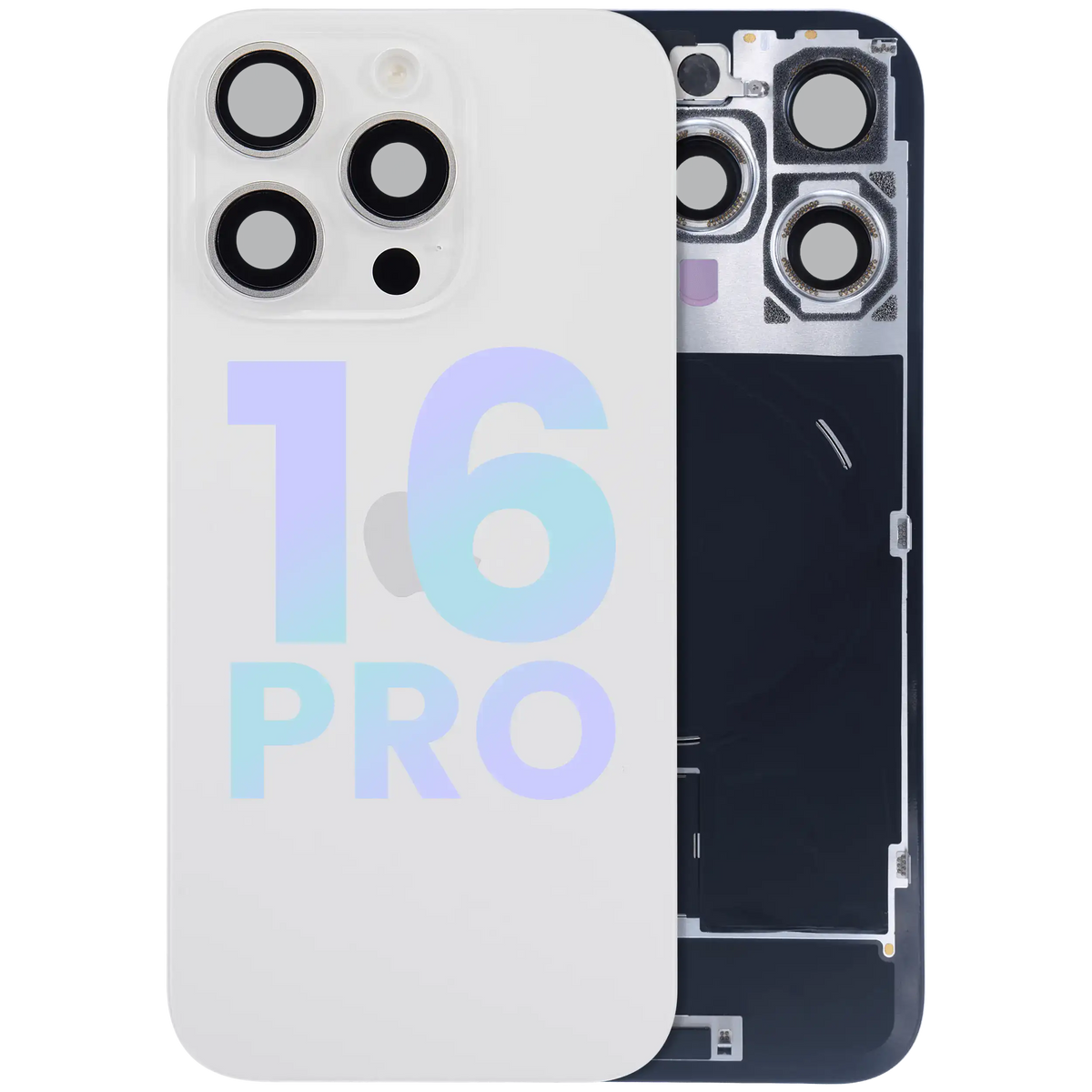 Back Glass W/ Mag Safe Magnet & Nfc & Flashlight Flex For I Phone 16 Pro (Service Pack) (White Titanium)