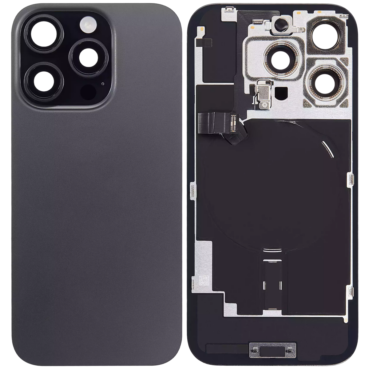 Back Glass W/ Mag Safe Magnet & Nfc & Flashlight Flex For I Phone 16 Pro (Used Oem Pull: Grade A) (Black Titanium)