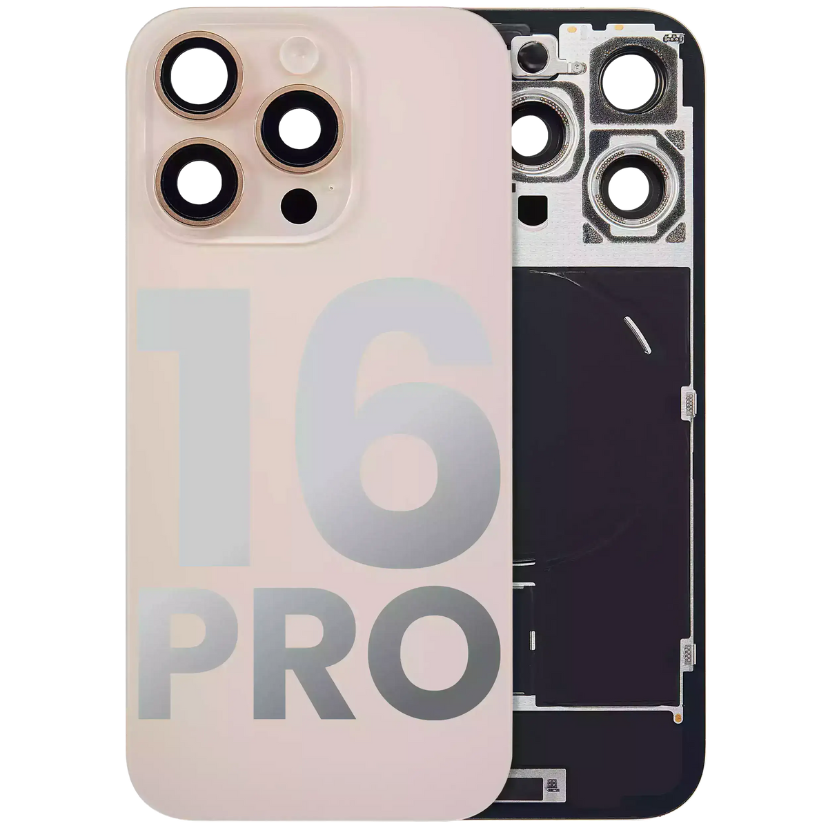 Back Glass W/ Mag Safe Magnet & Nfc & Flashlight Flex For I Phone 16 Pro (Used Oem Pull: Grade A) (Desert Titanium)