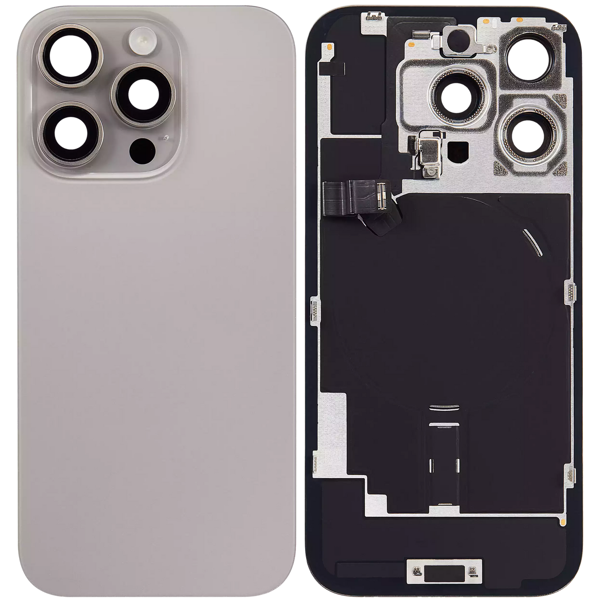 Back Glass W/ Mag Safe Magnet & Nfc & Flashlight Flex For I Phone 16 Pro (Used Oem Pull: Grade A) (Natural Titanium)