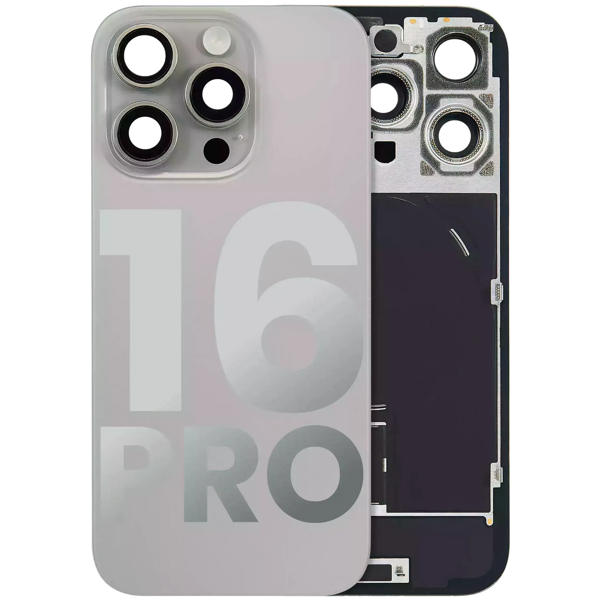Back Glass W/ Mag Safe Magnet & Nfc & Flashlight Flex For I Phone 16 Pro (Used Oem Pull: Grade A) (Natural Titanium)
