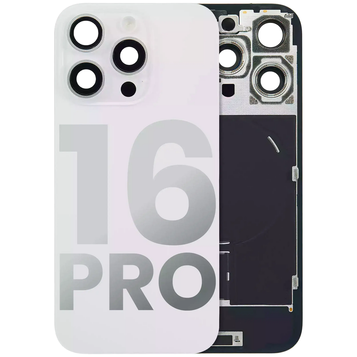 Back Glass W/ Mag Safe Magnet & Nfc & Flashlight Flex For I Phone 16 Pro (Used Oem Pull: Grade A) (White Titanium)