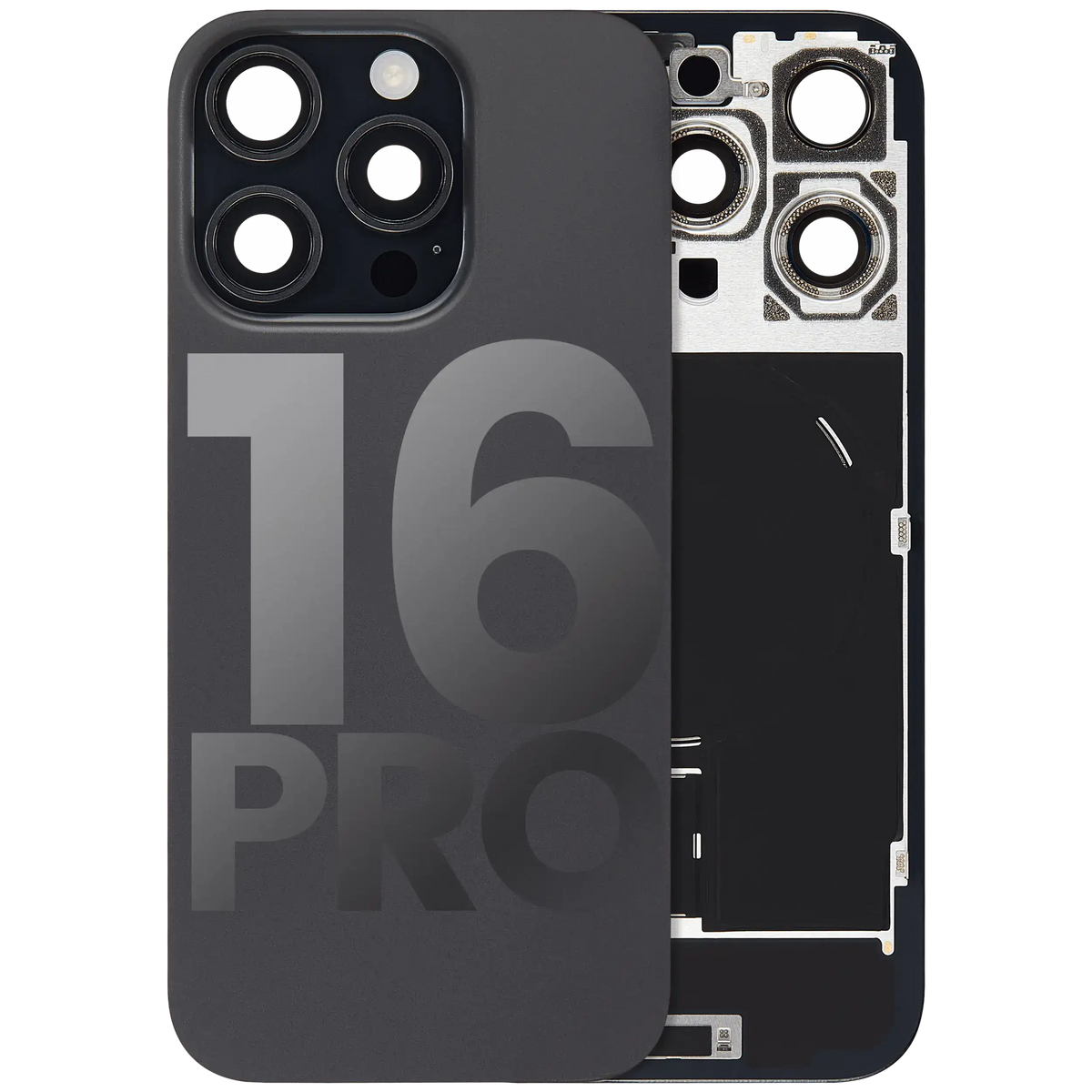 Back Glass W/ Mag Safe Magnet & Nfc & Flashlight Flex For I Phone 16 Pro (Used Oem Pull: Grade B) (Black Titanium)