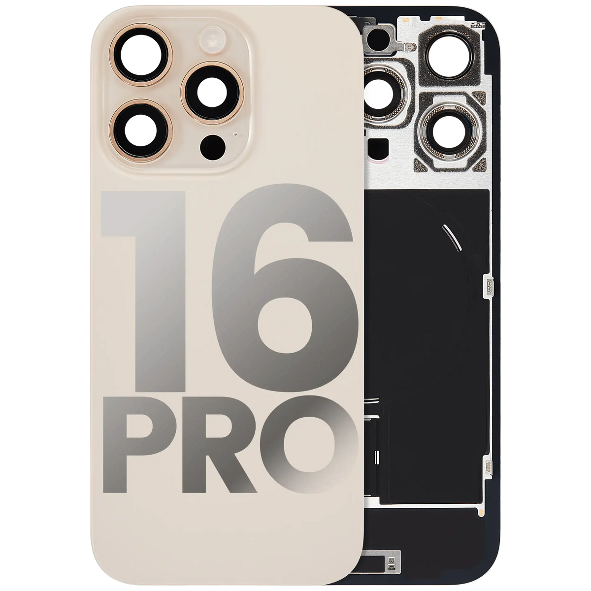 Back Glass W/ Mag Safe Magnet & Nfc & Flashlight Flex For I Phone 16 Pro (Used Oem Pull: Grade B) (Desert Titanium)