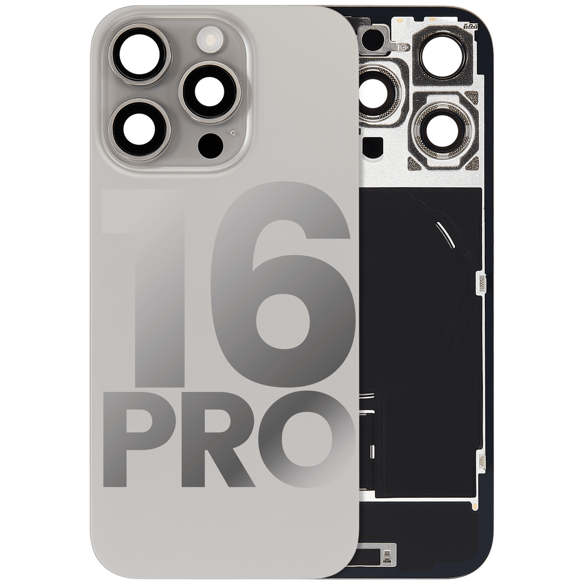 Back Glass W/ Mag Safe Magnet & Nfc & Flashlight Flex For I Phone 16 Pro (Used Oem Pull: Grade B) (Natural Titanium)