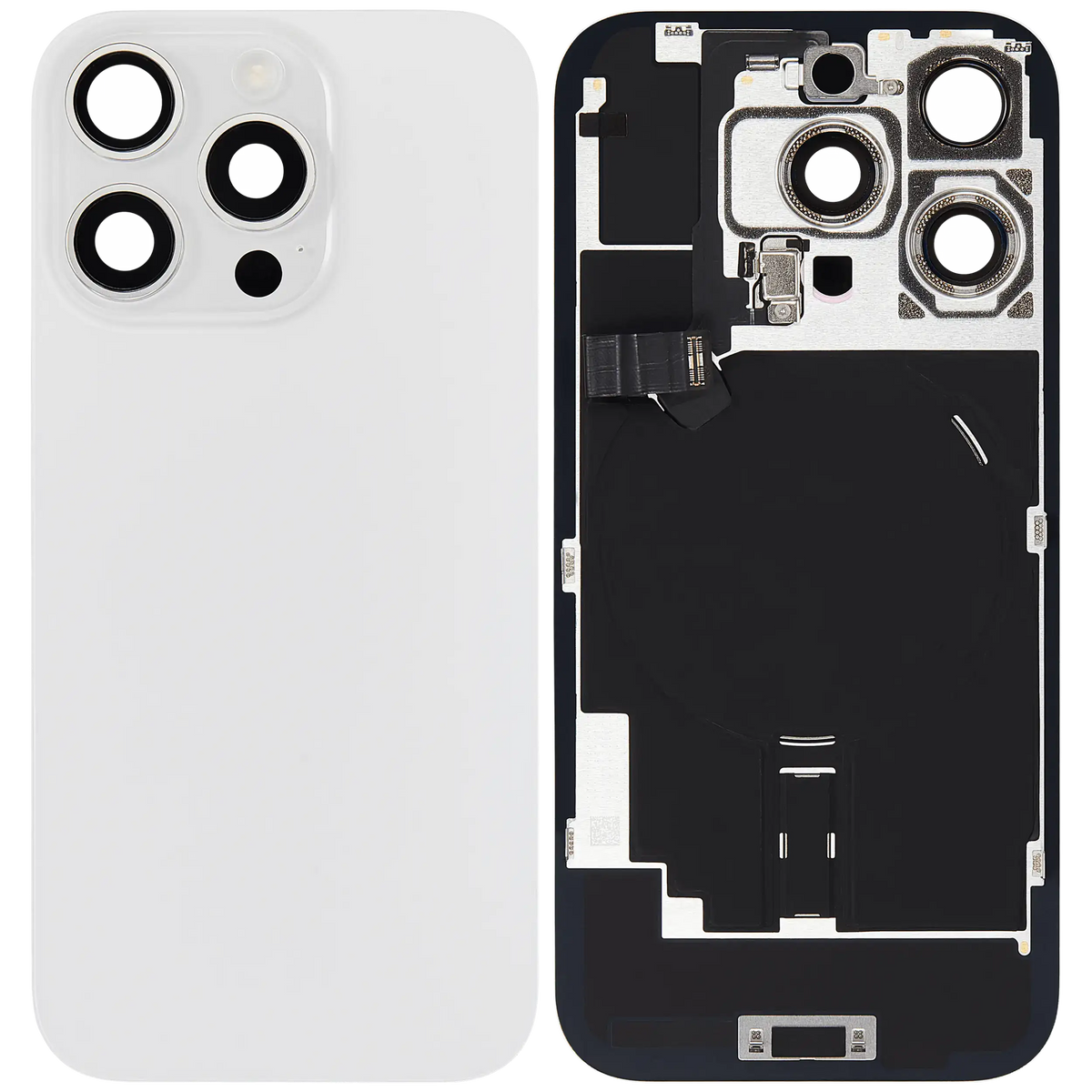 Back Glass W/ Mag Safe Magnet & Nfc & Flashlight Flex For I Phone 16 Pro (Used Oem Pull: Grade B) (White Titanium)