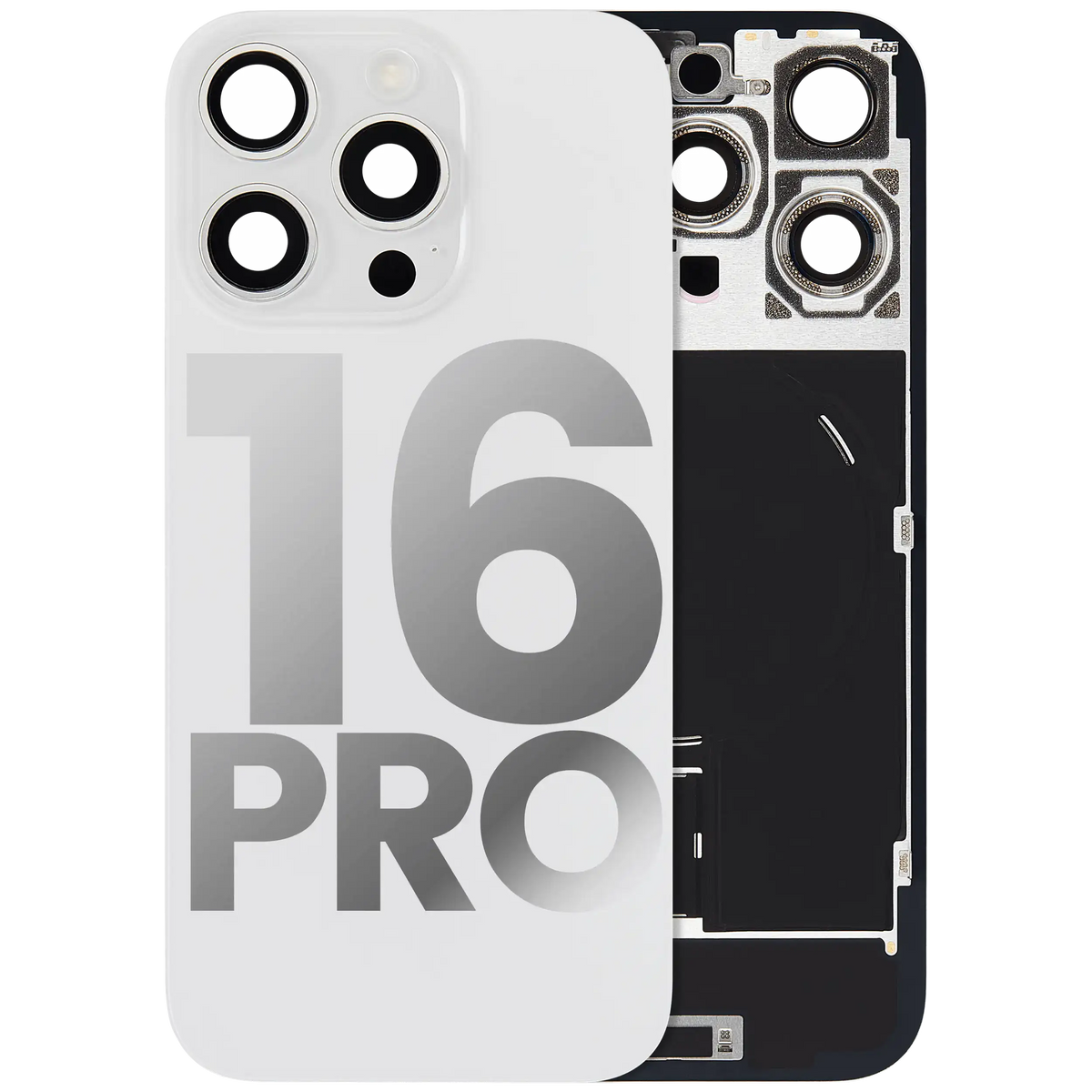 Back Glass W/ Mag Safe Magnet & Nfc & Flashlight Flex For I Phone 16 Pro (Used Oem Pull: Grade B) (White Titanium)