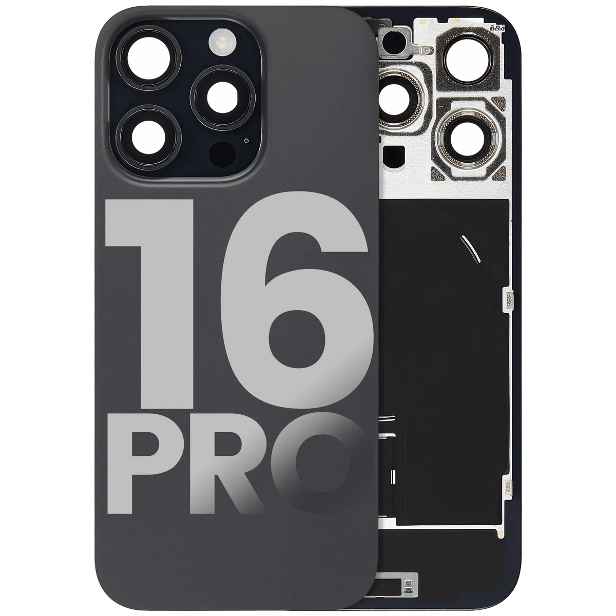 Back Glass W/ Mag Safe Magnet & Nfc & Flashlight Flex For I Phone 16 Pro (Used Oem Pull: Grade C) (Black Titanium)