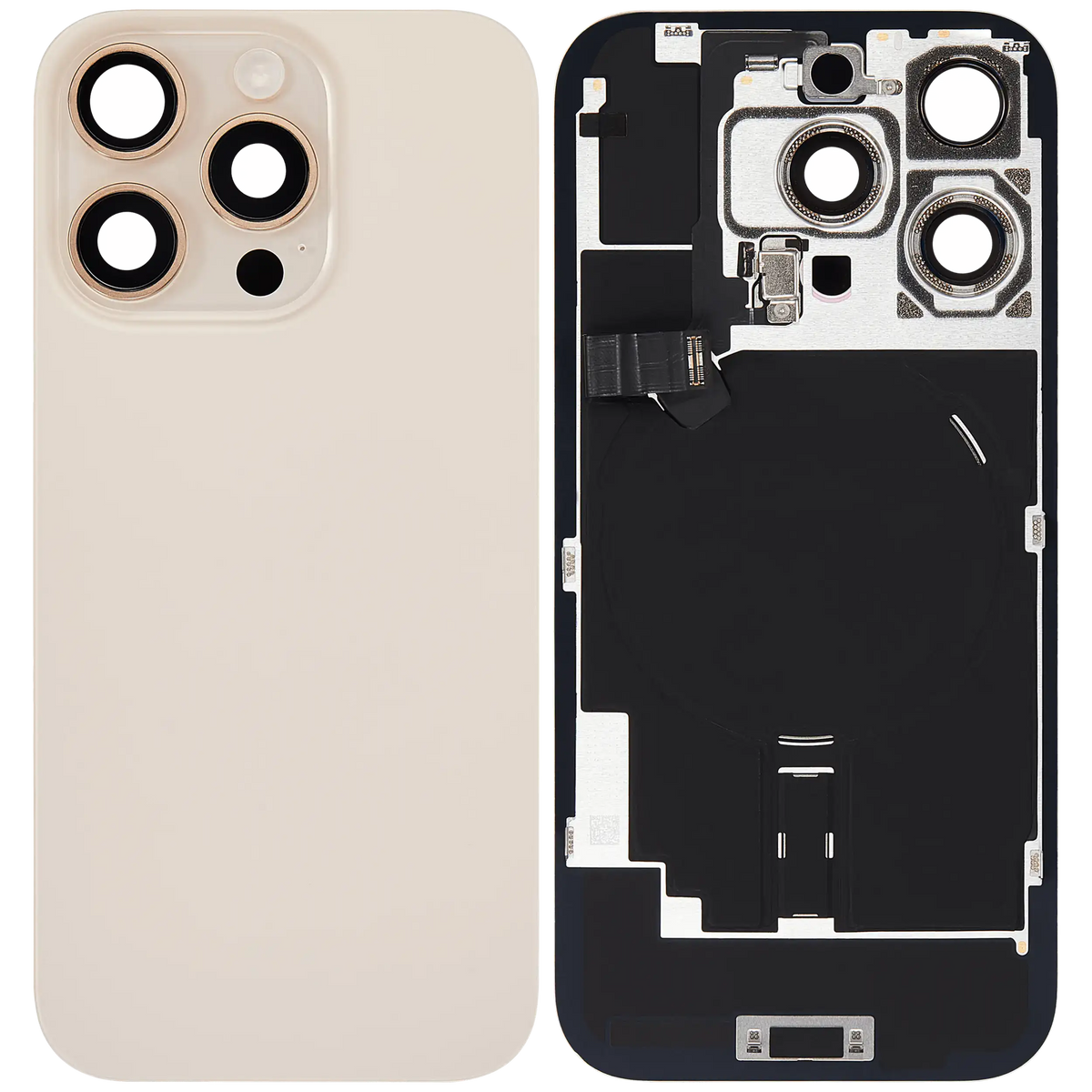 Back Glass W/ Mag Safe Magnet & Nfc & Flashlight Flex For I Phone 16 Pro (Used Oem Pull: Grade C) (Desert Titanium)