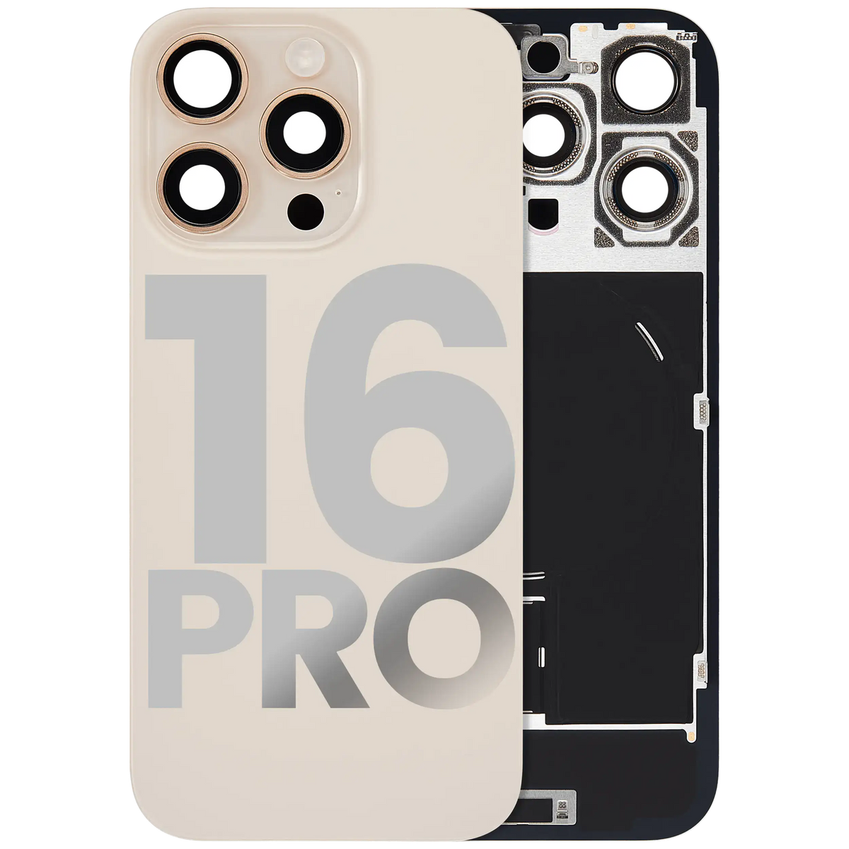 Back Glass W/ Mag Safe Magnet & Nfc & Flashlight Flex For I Phone 16 Pro (Used Oem Pull: Grade C) (Desert Titanium)
