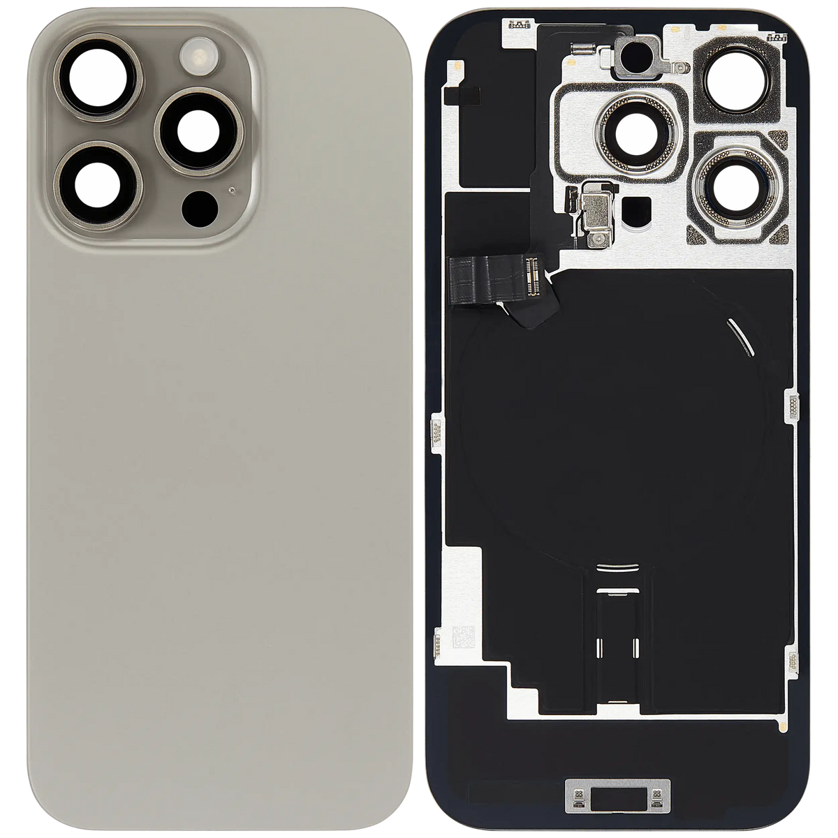 Back Glass W/ Mag Safe Magnet & Nfc & Flashlight Flex For I Phone 16 Pro (Used Oem Pull: Grade C) (Natural Titanium)