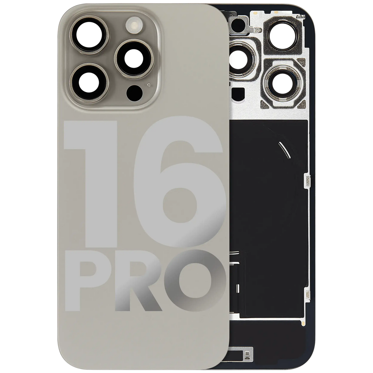 Back Glass W/ Mag Safe Magnet & Nfc & Flashlight Flex For I Phone 16 Pro (Used Oem Pull: Grade C) (Natural Titanium)