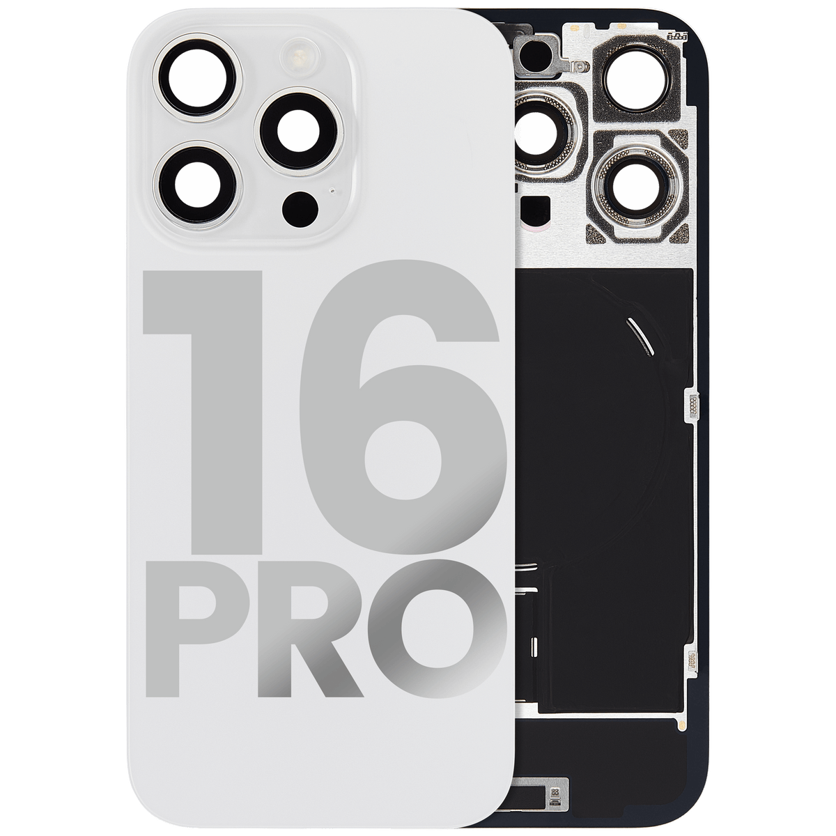 Back Glass W/ Mag Safe Magnet & Nfc & Flashlight Flex For I Phone 16 Pro (Used Oem Pull: Grade C) (White Titanium)