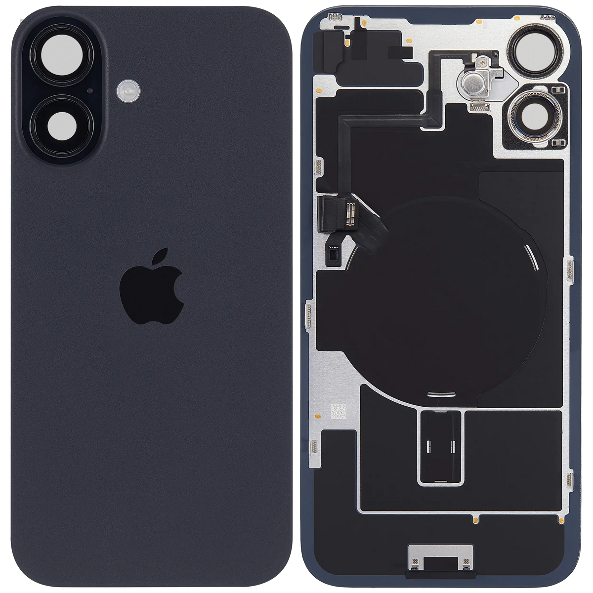 Back Glass W/ Mag Safe Magnet & Nfc & Flashlight Flex For I Phone 16 (Service Pack) (Black)