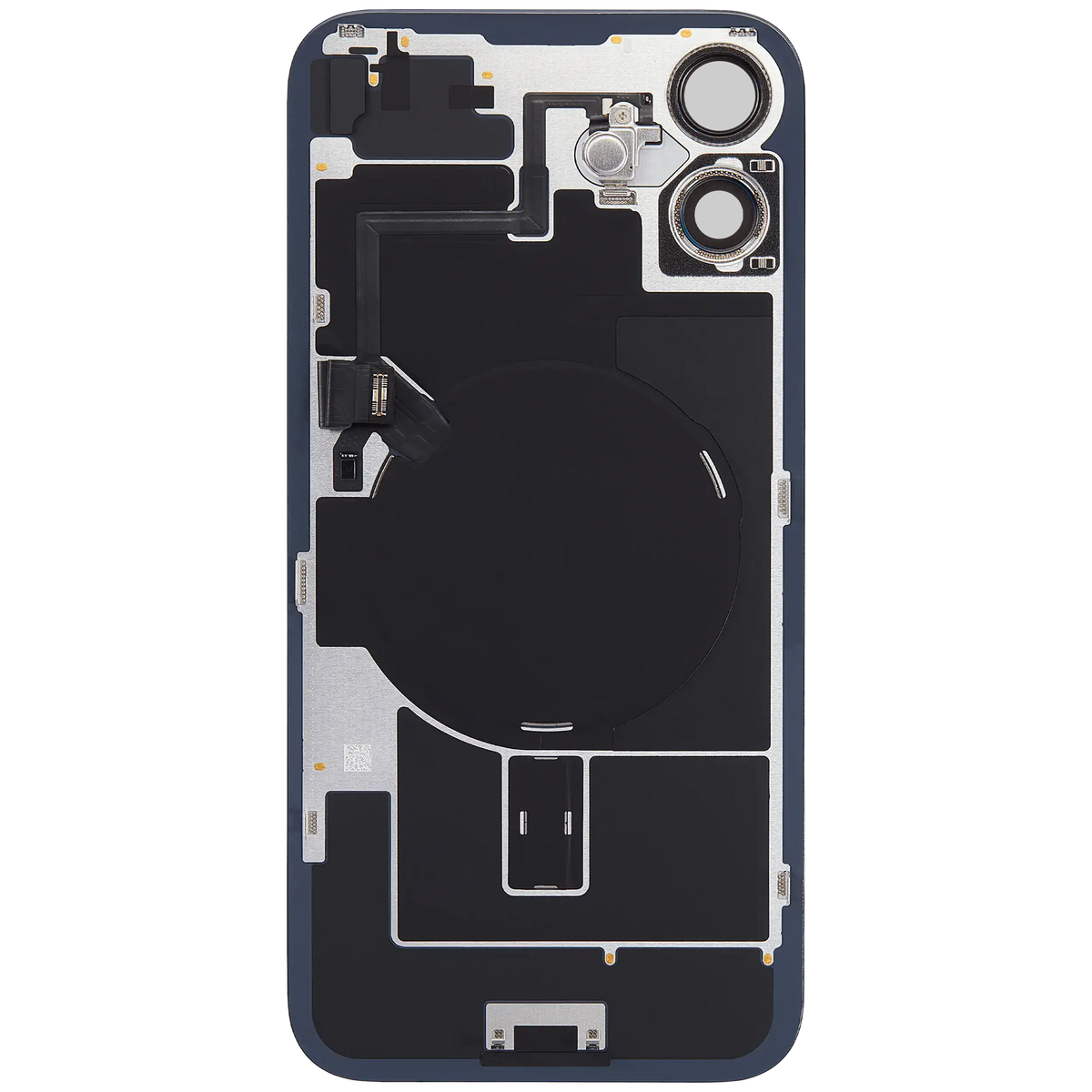 Back Glass W/ Mag Safe Magnet & Nfc & Flashlight Flex For I Phone 16 (Service Pack) (Black)