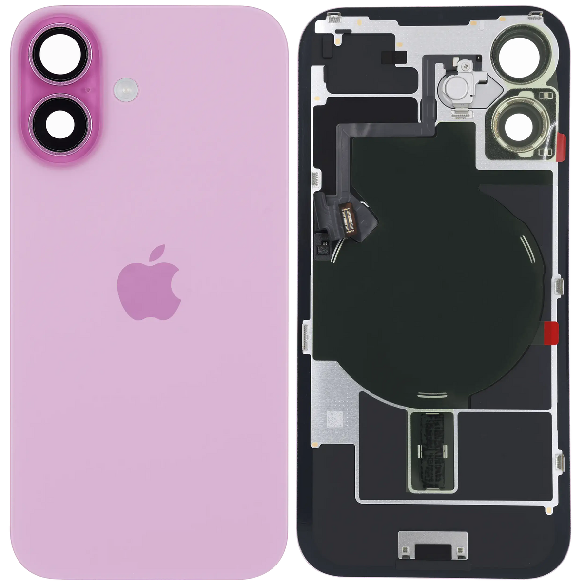 Back Glass W/ Mag Safe Magnet & Nfc & Flashlight Flex For I Phone 16 (Service Pack) (Pink)