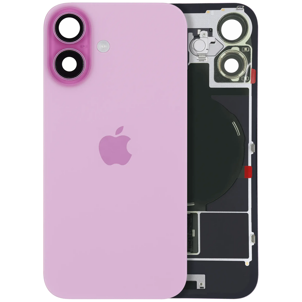 Back Glass W/ Mag Safe Magnet & Nfc & Flashlight Flex For I Phone 16 (Service Pack) (Pink)