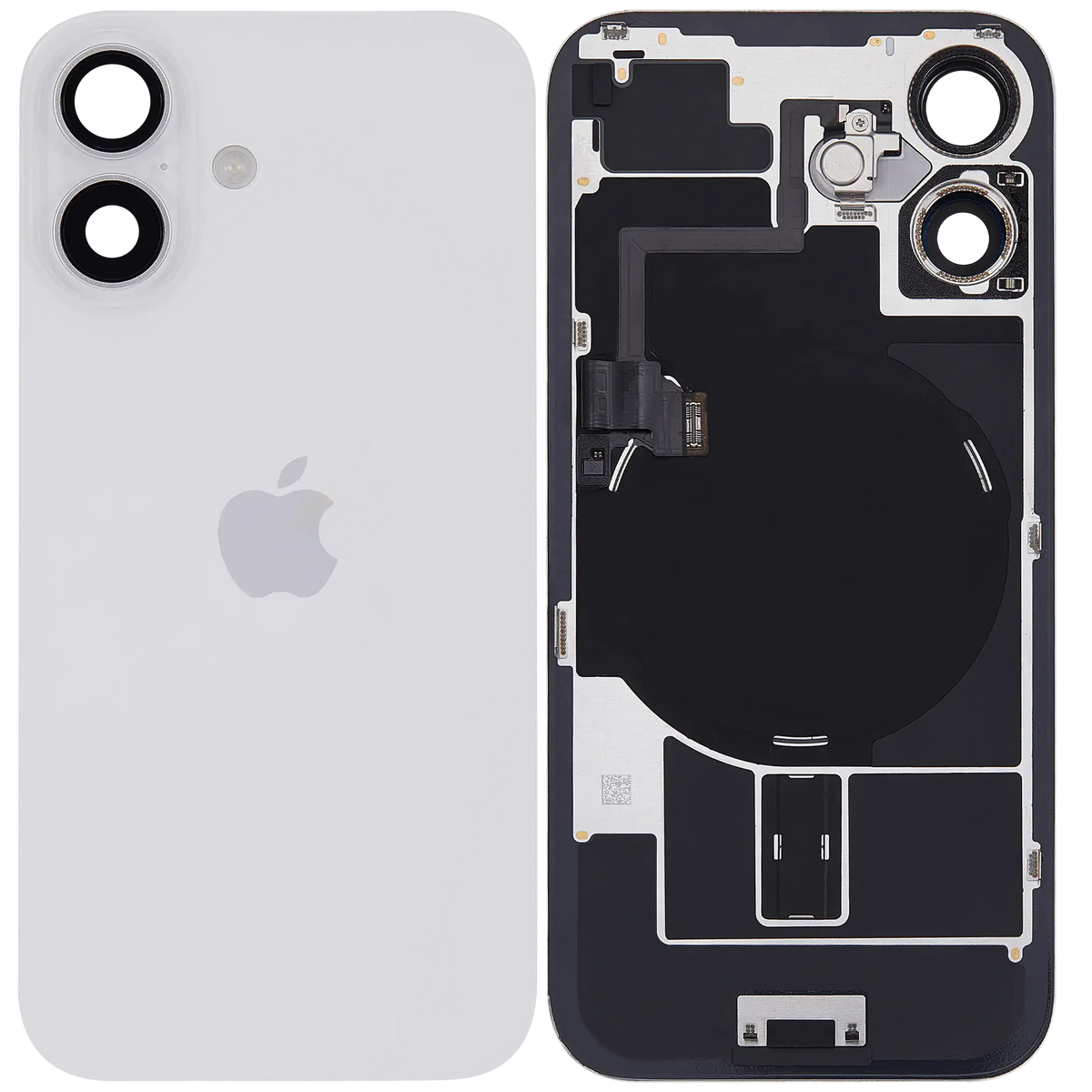 Back Glass W/ Mag Safe Magnet & Nfc & Flashlight Flex For I Phone 16 (Uk / Eu Version) (Genuine Oem) (White)