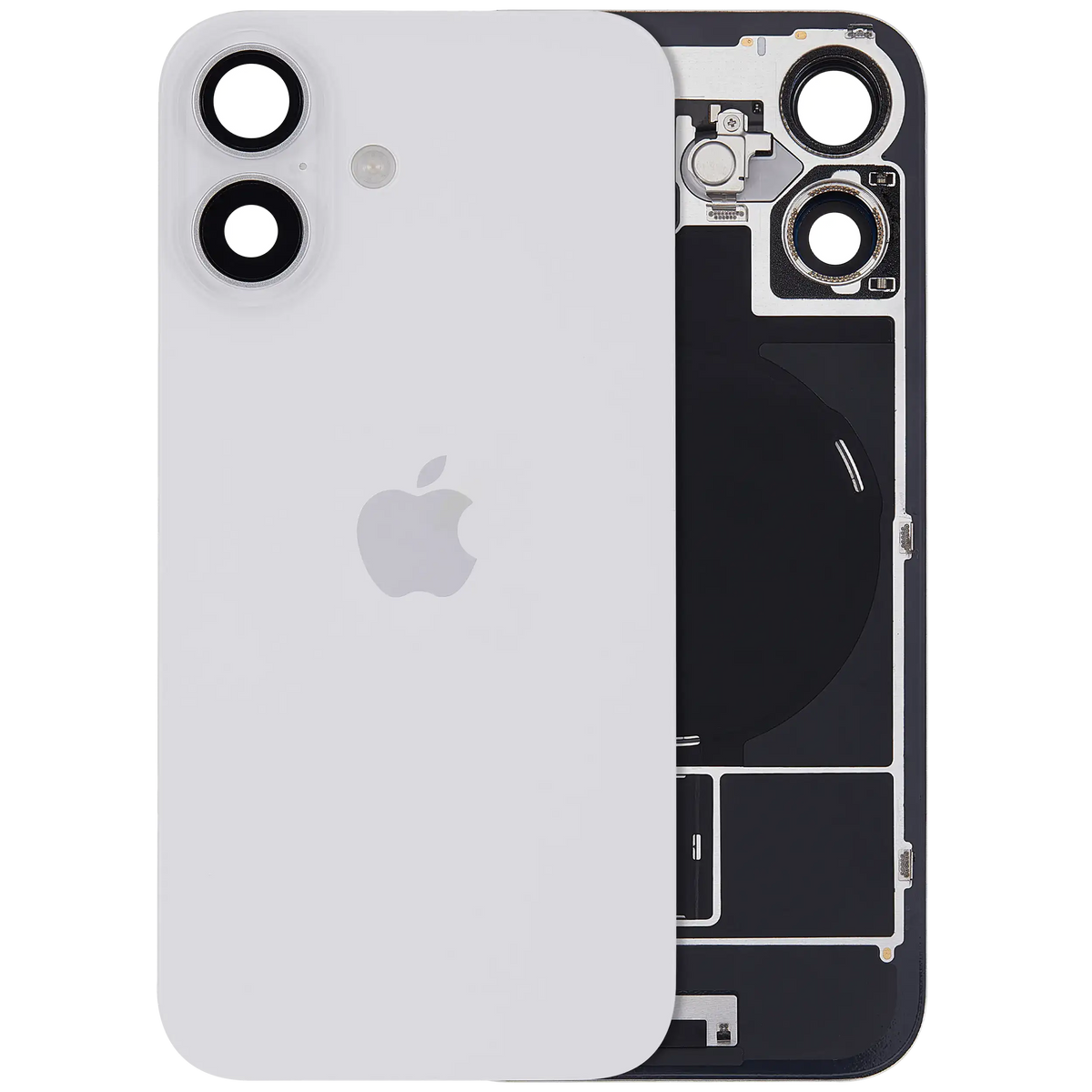 Back Glass W/ Mag Safe Magnet & Nfc & Flashlight Flex For I Phone 16 (Uk / Eu Version) (Genuine Oem) (White)