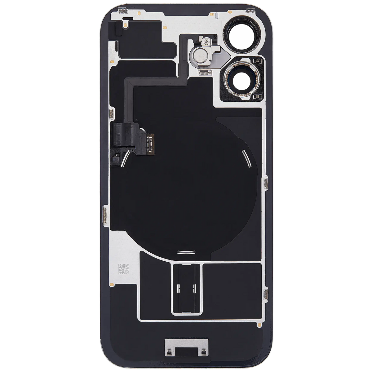 Back Glass W/ Mag Safe Magnet & Nfc & Flashlight Flex For I Phone 16 (Uk / Eu Version) (Genuine Oem) (White)