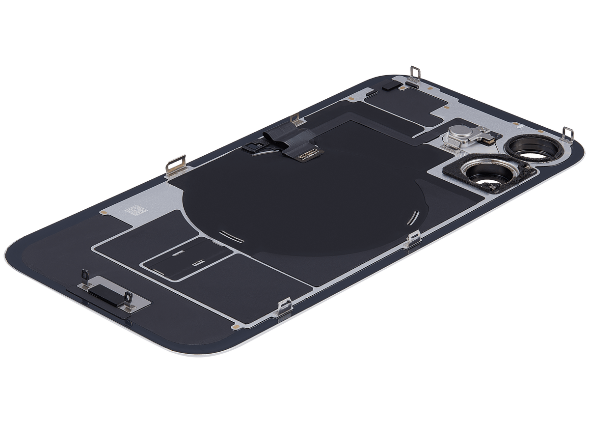 Back Glass W/ Mag Safe Magnet & Nfc & Flashlight Flex For I Phone 16 (Uk / Eu Version) (Genuine Oem) (White)