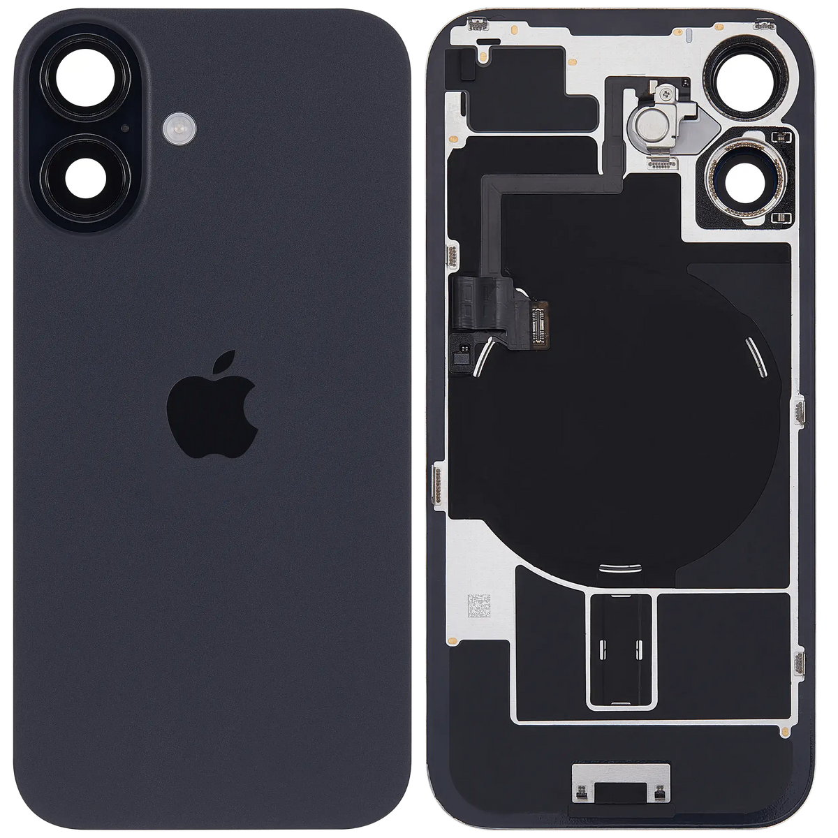 Back Glass W/ Mag Safe Magnet & Nfc & Flashlight Flex For I Phone 16 (Used Oem Pull: Grade A) (Black)