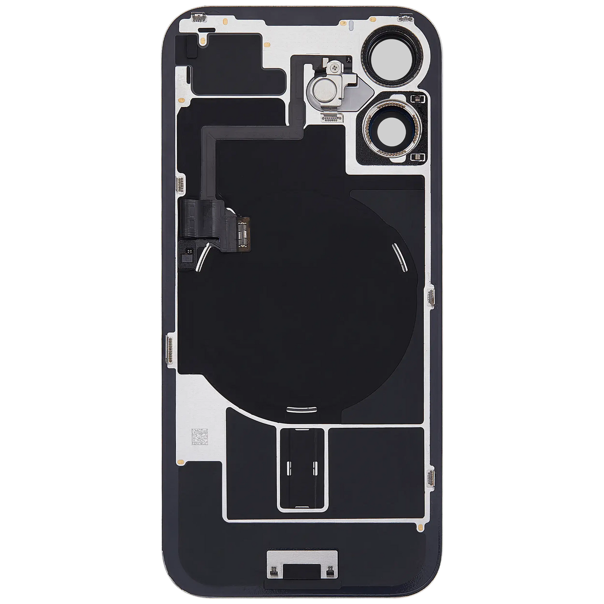 Back Glass W/ Mag Safe Magnet & Nfc & Flashlight Flex For I Phone 16 (Used Oem Pull: Grade A) (Black)