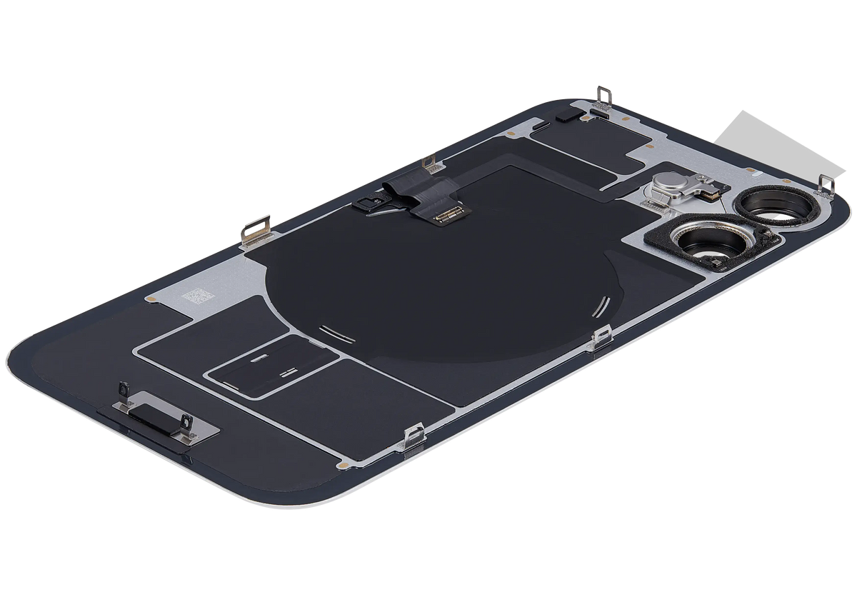 Back Glass W/ Mag Safe Magnet & Nfc & Flashlight Flex For I Phone 16 (Used Oem Pull: Grade A) (Black)