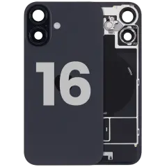 Back Glass W/ Mag Safe Magnet & Nfc & Flashlight Flex For I Phone 16 (Used Oem Pull: Grade A) (Black)