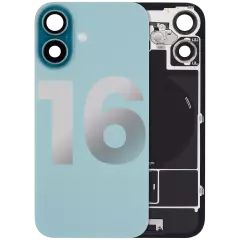 Back Glass W/ Mag Safe Magnet & Nfc & Flashlight Flex For I Phone 16 (Used Oem Pull: Grade A) (Teal)