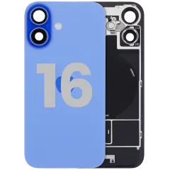 Back Glass W/ Mag Safe Magnet & Nfc & Flashlight Flex For I Phone 16 (Used Oem Pull: Grade A) (Ultramarine)