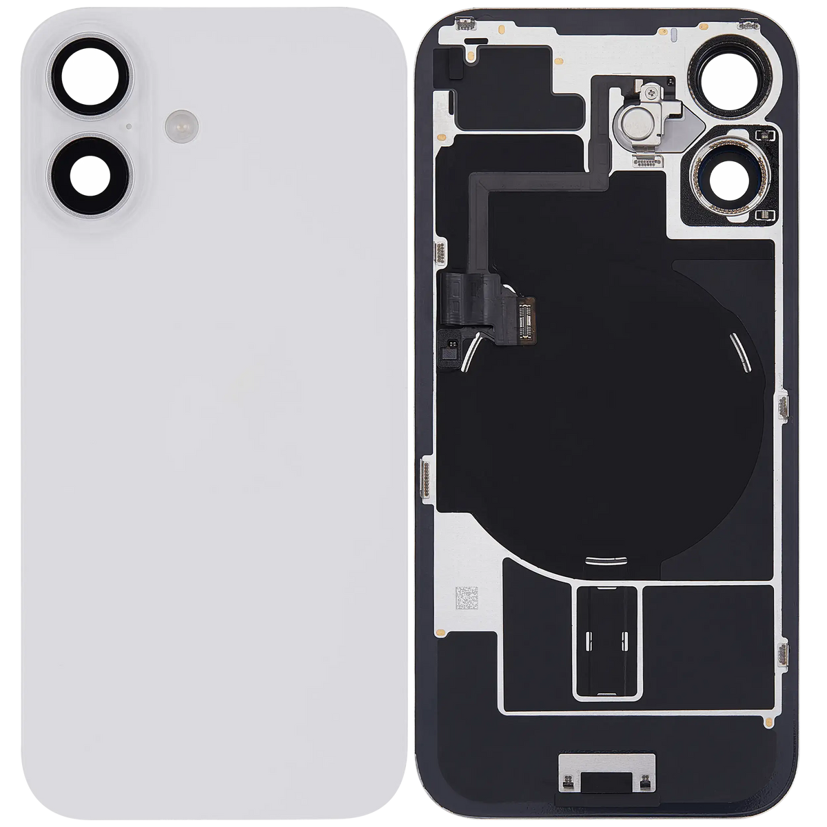 Back Glass W/ Mag Safe Magnet & Nfc & Flashlight Flex For I Phone 16 (Used Oem Pull: Grade A) (White)
