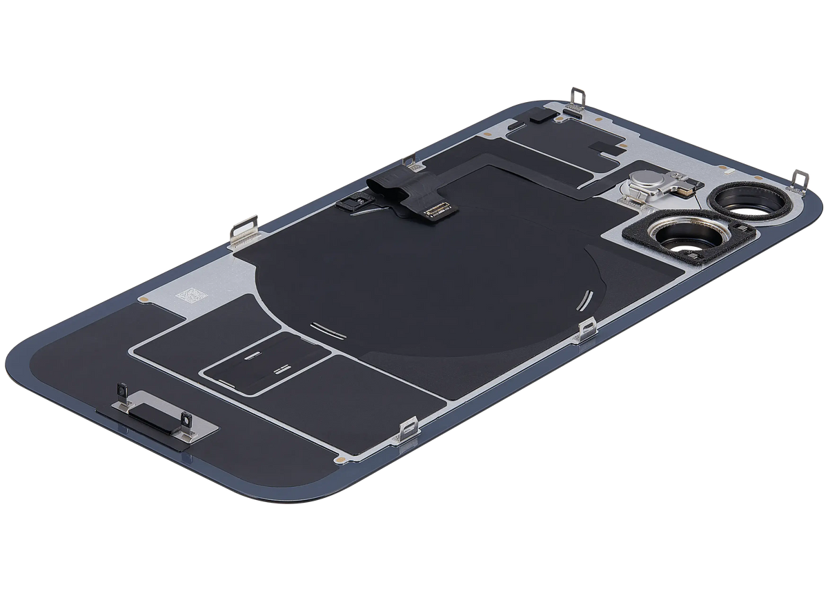 Back Glass W/ Mag Safe Magnet & Nfc & Flashlight Flex For I Phone 16 (Used Oem Pull: Grade B) (Black)