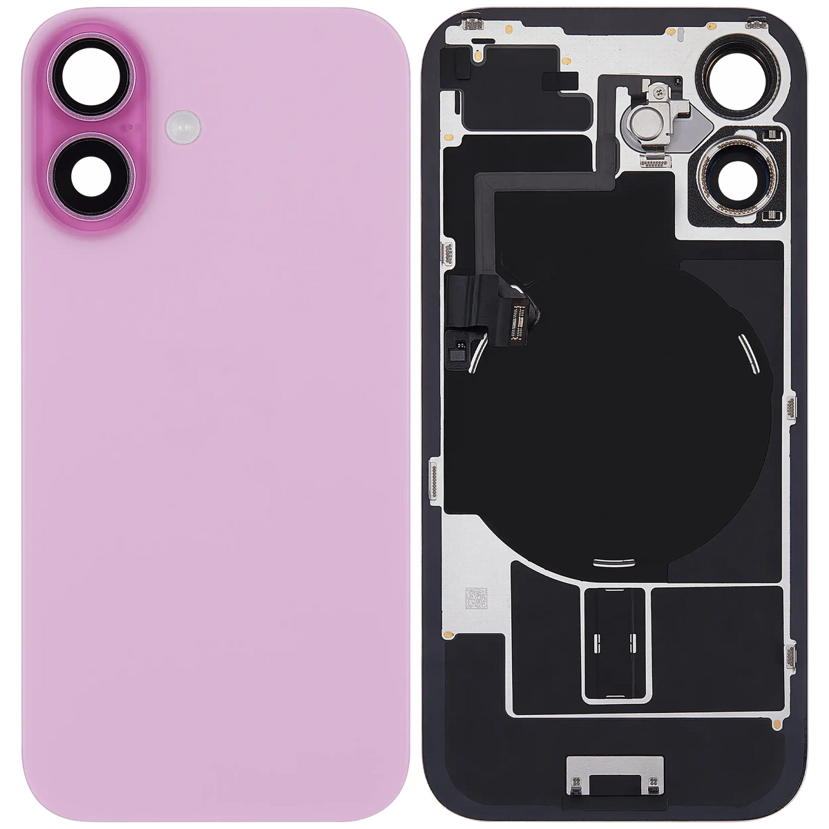 Back Glass W/ Mag Safe Magnet & Nfc & Flashlight Flex For I Phone 16 (Used Oem Pull: Grade B) (Pink)