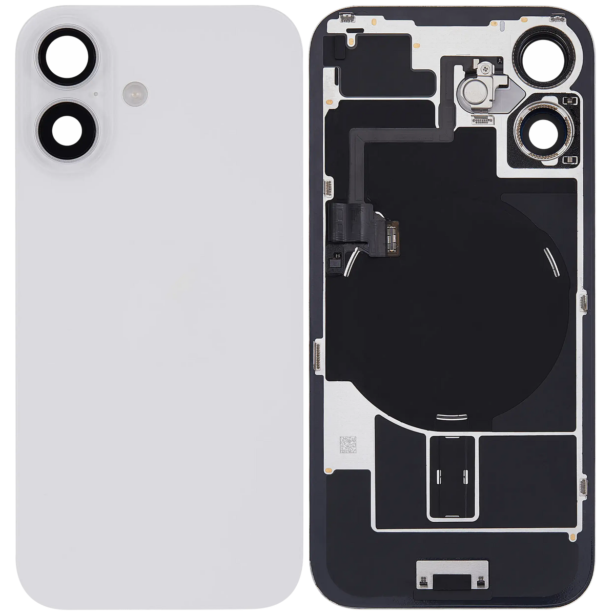 Back Glass W/ Mag Safe Magnet & Nfc & Flashlight Flex For I Phone 16 (Used Oem Pull: Grade B) (White)