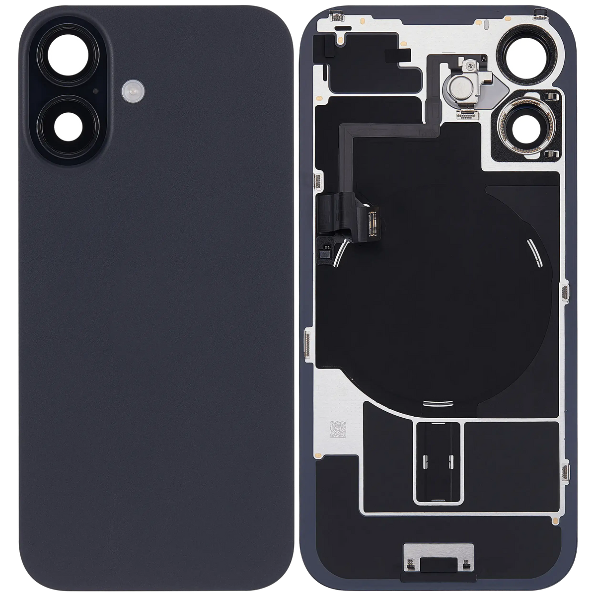 Back Glass W/ Mag Safe Magnet & Nfc & Flashlight Flex For I Phone 16 (Used Oem Pull: Grade C) (Black)