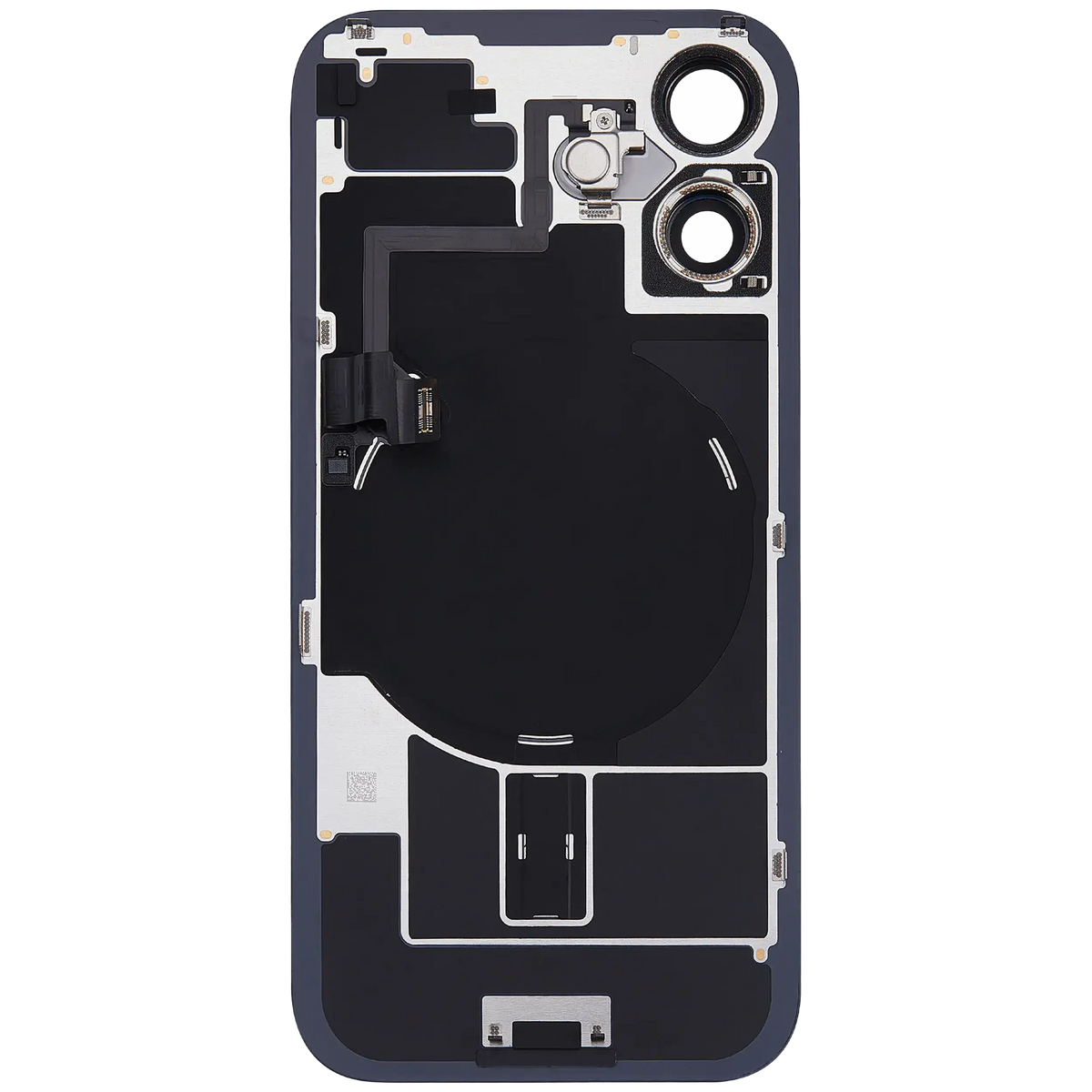 Back Glass W/ Mag Safe Magnet & Nfc & Flashlight Flex For I Phone 16 (Used Oem Pull: Grade C) (Black)