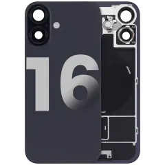 Back Glass W/ Mag Safe Magnet & Nfc & Flashlight Flex For I Phone 16 (Used Oem Pull: Grade C) (Black)
