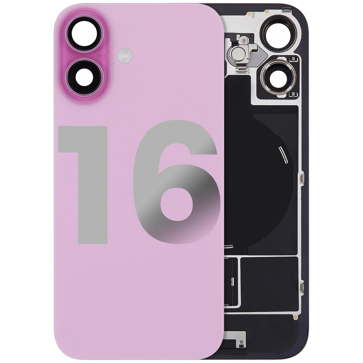 Back Glass W/ Mag Safe Magnet & Nfc & Flashlight Flex For I Phone 16 (Used Oem Pull: Grade C) (Pink)