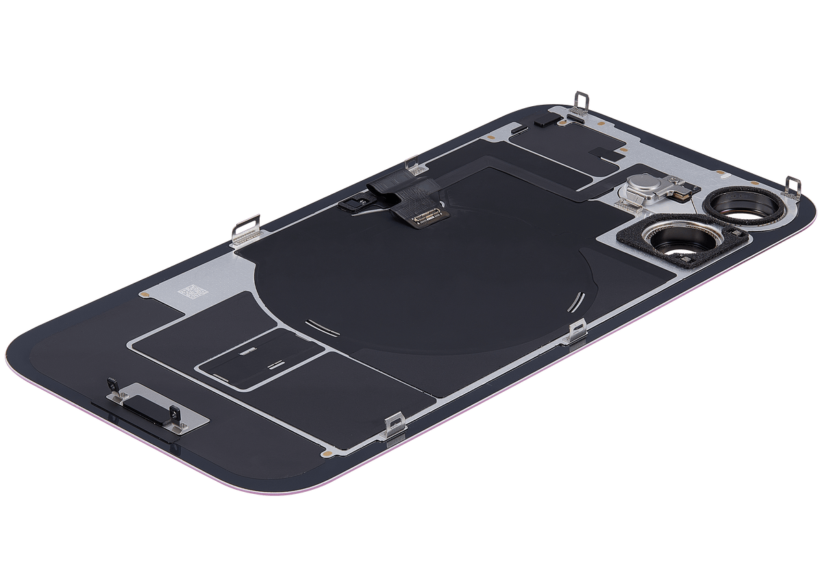 Back Glass W/ Mag Safe Magnet & Nfc & Flashlight Flex For I Phone 16 (Used Oem Pull: Grade C) (Pink)