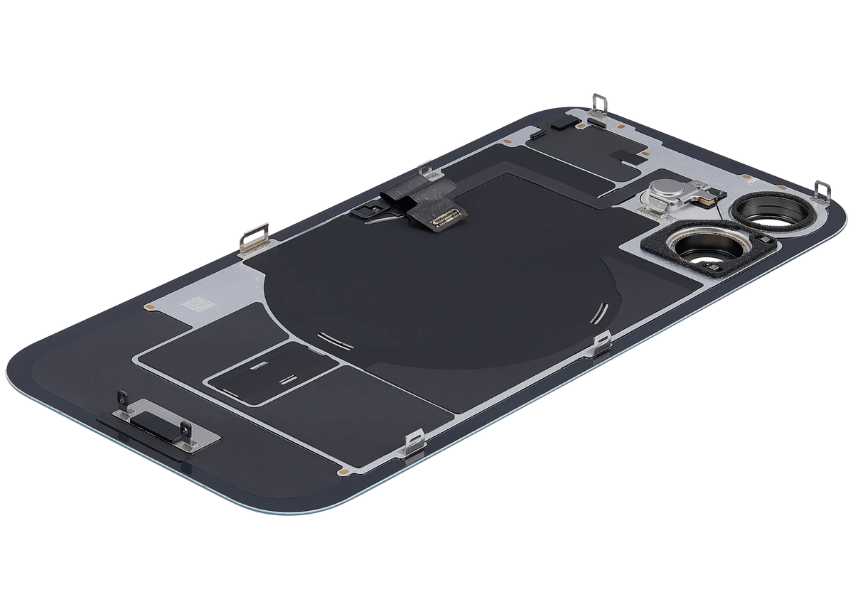 Back Glass W/ Mag Safe Magnet & Nfc & Flashlight Flex For I Phone 16 (Used Oem Pull: Grade C) (Teal)