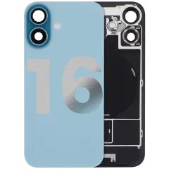Back Glass W/ Mag Safe Magnet & Nfc & Flashlight Flex For I Phone 16 (Used Oem Pull: Grade C) (Teal)