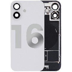 Back Glass W/ Mag Safe Magnet & Nfc & Flashlight Flex For I Phone 16 (Used Oem Pull: Grade C) (White)