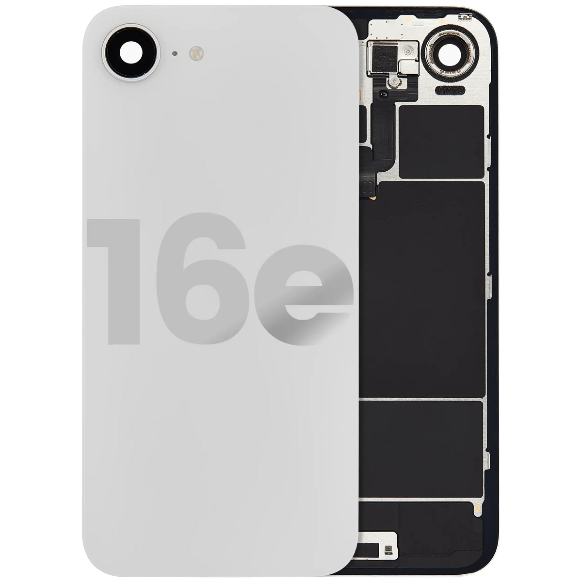 Back Glass W/ Wireless Nfc Charging Flex & Flashlight Flex For I Phone 16e (Used Oem Pull: Grade C) (White)