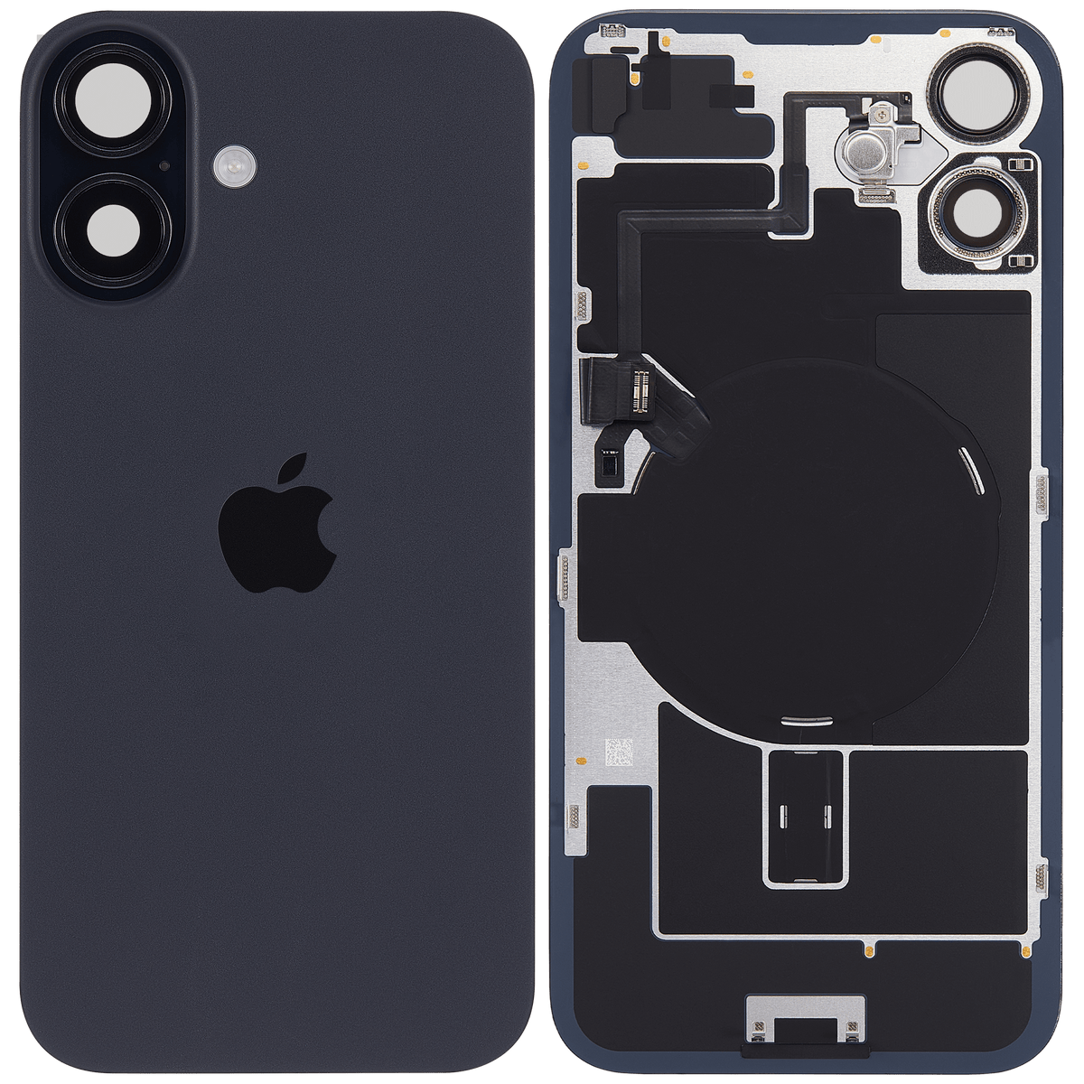 Back Glass With Mag Safe Magnet & Nfc & Flashlight Flex For I Phone 16 (Genuine Oem) (Uk / Eu Version) (Black)