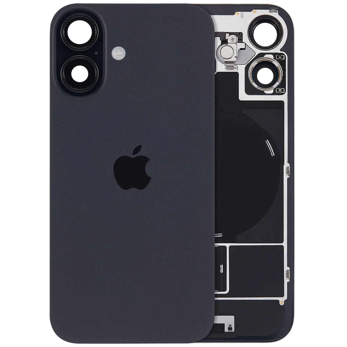Back Glass With Mag Safe Magnet & Nfc & Flashlight Flex For I Phone 16 (Genuine Oem) (Uk / Eu Version) (Black)